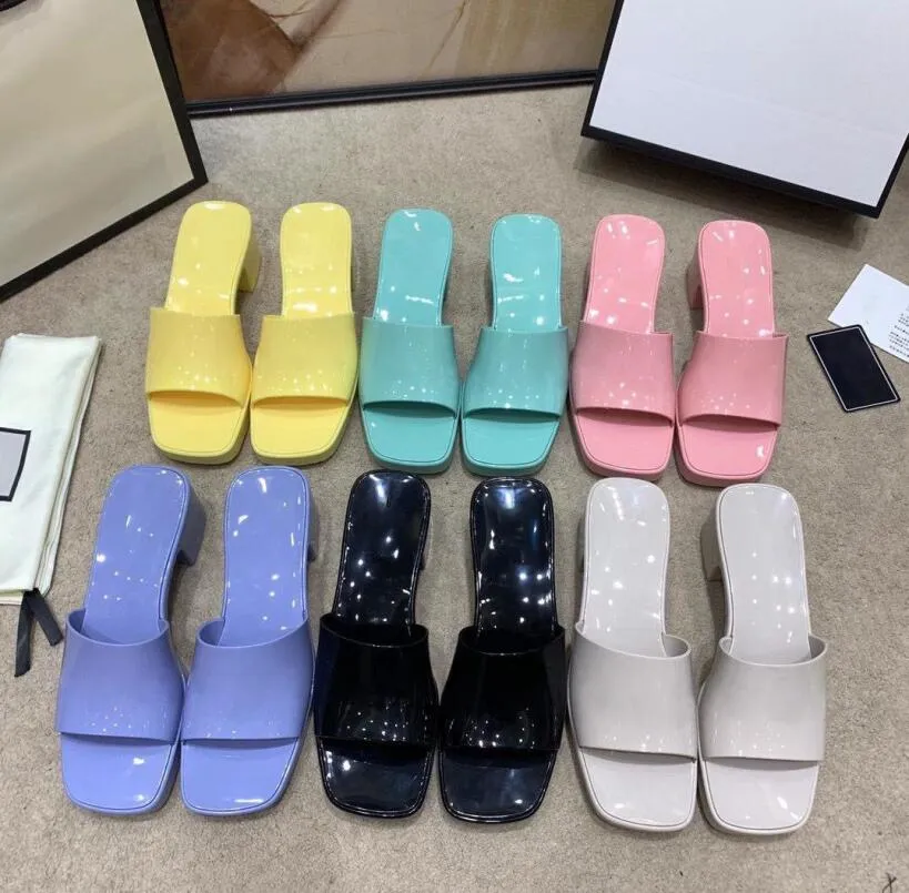 2021 new arrival girls casual PU slippers women's fashion nice colorful thick heels slides outdoor lady sexy wedge sandals pink green 41 #G4