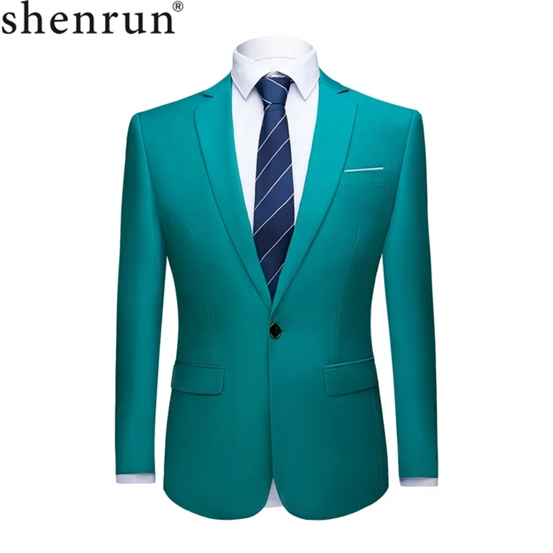 Shenrun Mężczyźni Kurtka Blazers Biznes Kurtki Formalne Biuro Casual Slim Fit Black Green Purple Różowy Żółty Wedding Party Prom LJ201103