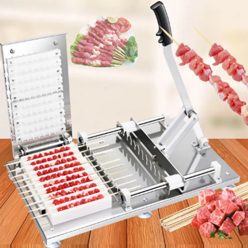 High-Quality Manual Satay Skewer Machine BBQ Stainless Steel Mutton Kebab Lamb Skewer Tools Doner Kebab Meat Wear String Machine