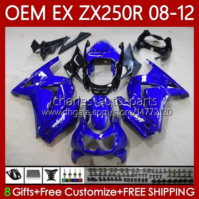 Molde de injeção OEM corpo para kawasaki ninja zx250r zx 250r zx250 08-12 todos os bodywork azul 81NO.93 EX250 EX250R 08 09 10 11 12 ZX-250R 2009 2010 2011 2012