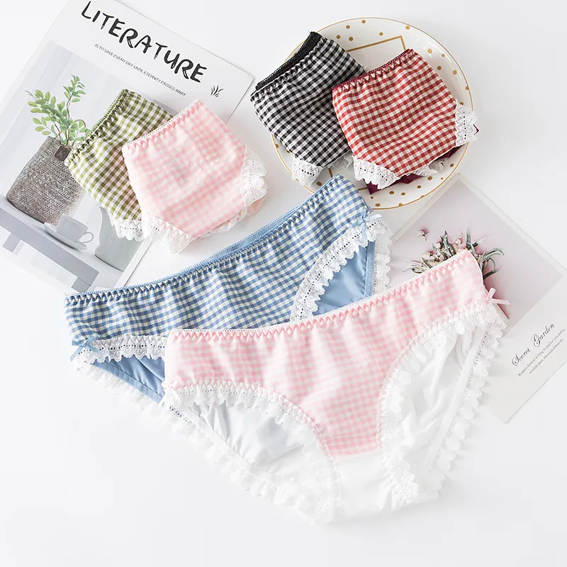 Grille colorée femmes caleçons dentelle culotte nœud sans couture string confort sous-vêtements lait soie Lingerie taille basse slips