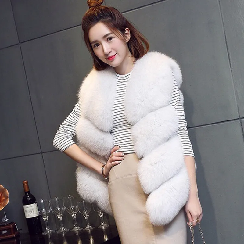 ZADORIN Luxury Faux Fur Vest Women Plus Size Furry Short Faux Fur