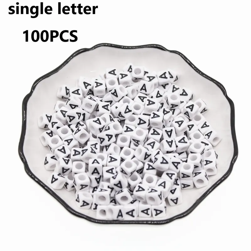 Chongai 500st Acrylic Single Alphabet /Letter Cube Pärlor för smycken som gör DIY lösa pärlor 6x6mm Y200730