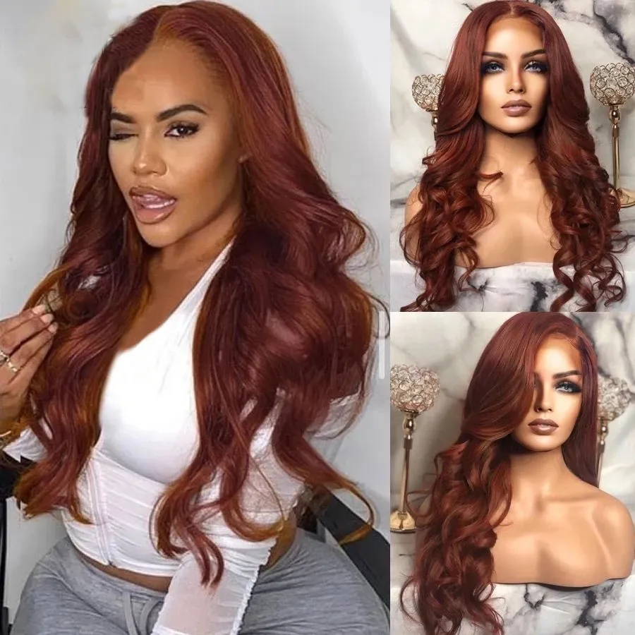 Donkere Auburn Chocoladebruine Wig WAVY HD Transprrent 360 Lace frontale menselijk haarpruiken Peruaanse remy vooraf geplukte bleekknopen voor vrouwen