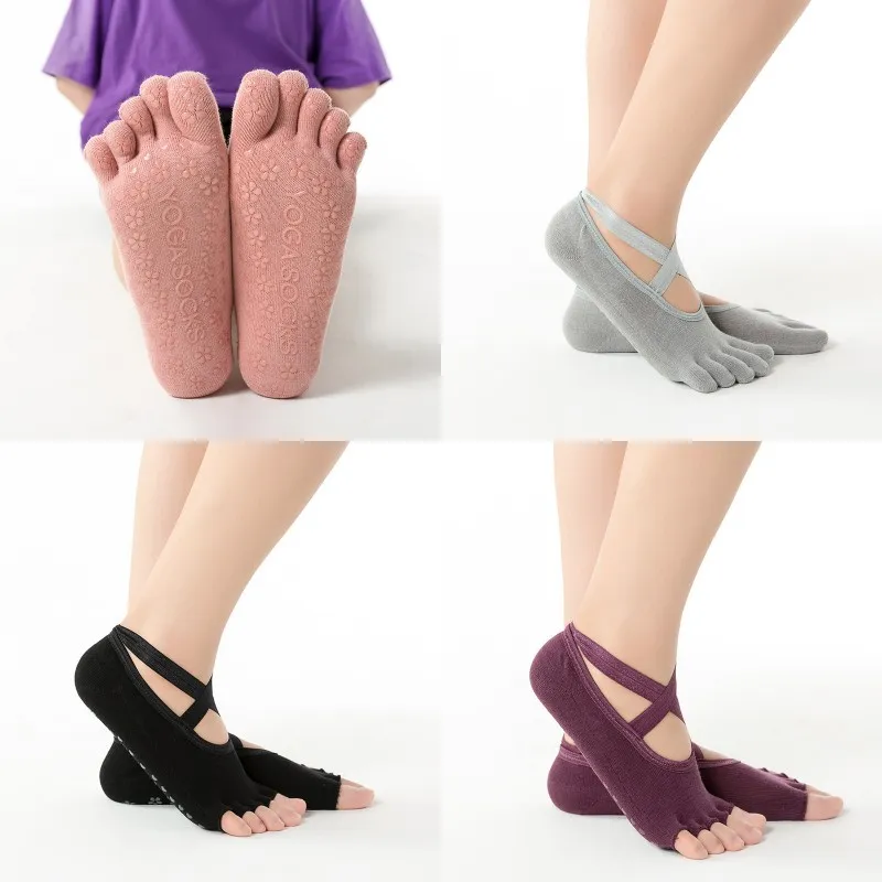 Sock Cor Sock Cinco Dedo Silicone Flor Pé Cinto Maior Massagem Non Slip Woman Dance Socks Ballet Sports 5 8yh K2