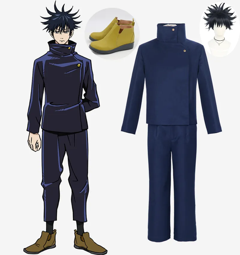 Jujutsu Kaisen Fushiguro Megumi Cosplay Costume Spodnie Dorosłych Płaszczy Peruki Mężczyźni Dla Halloween Party