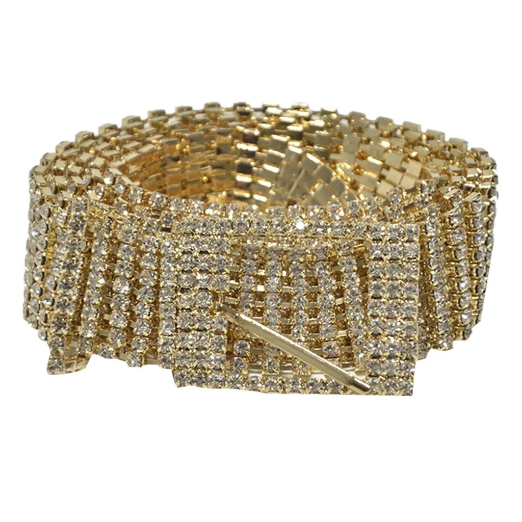 High-Quality Gold Sequin Belt for Women's Party Dress - Shiny Waistband with Chain - Womail Fashion T200411