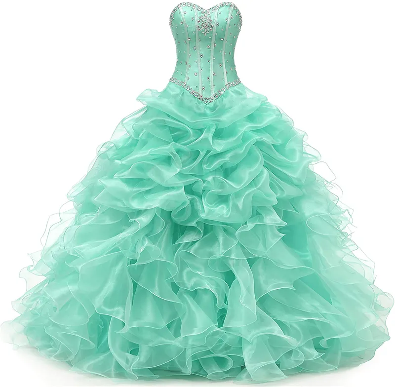 In Stock Ball Gown Quinceanera Dresses Beading Sweet 16 Dress Long Evening Party Prom Gown Vestidos De 15 Anos Custom Made QC1575