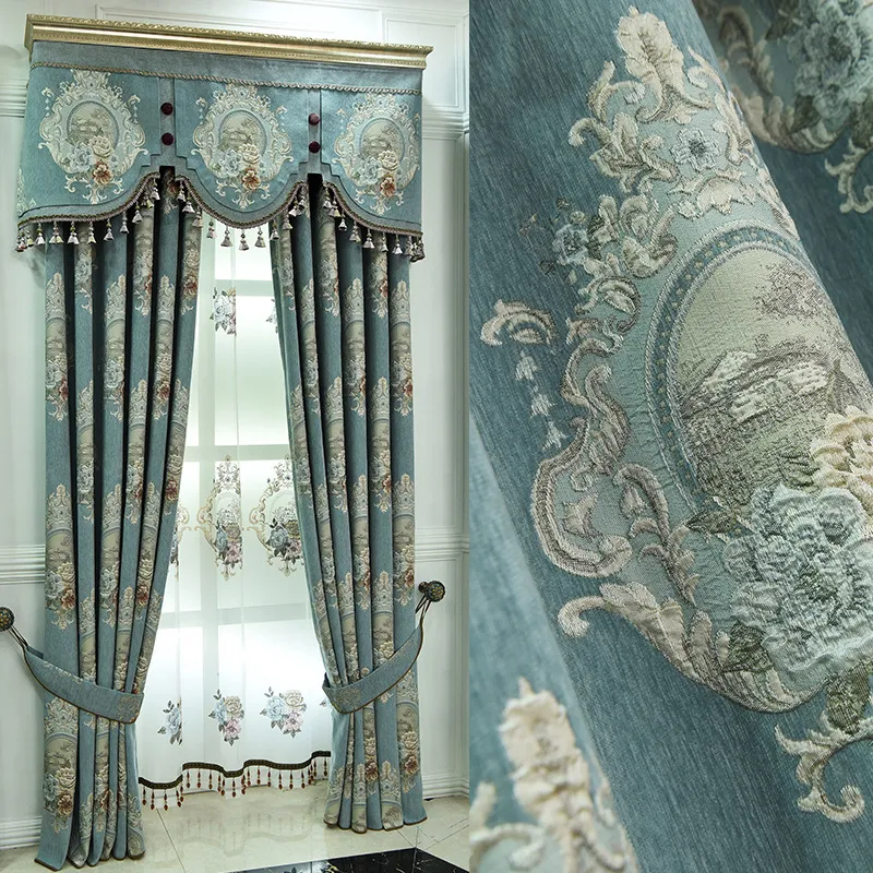 Luxe raamstijlen voor woonkamer Elegante gordijnen Europees geborduurd gordijn LJ201224