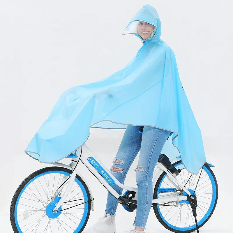 Säker reflekterande kant Cykel Raincoat Rain Coat Poncho Hooded Vindtät Regn Cape Mobilitet Cykelskydd Använd i Snowy 201110