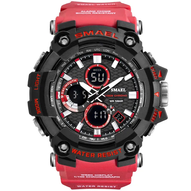 LED Sports Watch Dual Time Mens Watches 30m Waterproof Male Clock Military for Men Quartz Digital Sport Wristwaches