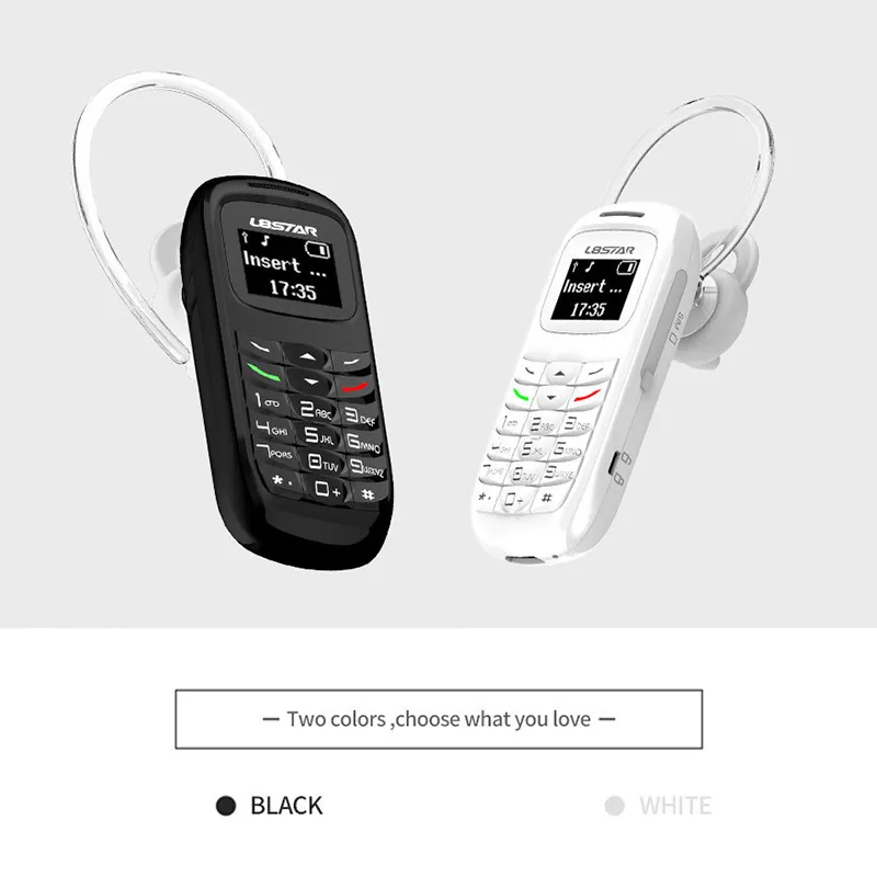 Mini Mobiele Bluetooth-oortelefoons Mobiele Telefoon Oortelefoon 0.66 Inch OLED Screen Draadloze Hands-Free 300 MAH Cellphone GTStar L8STAR BM70 Type