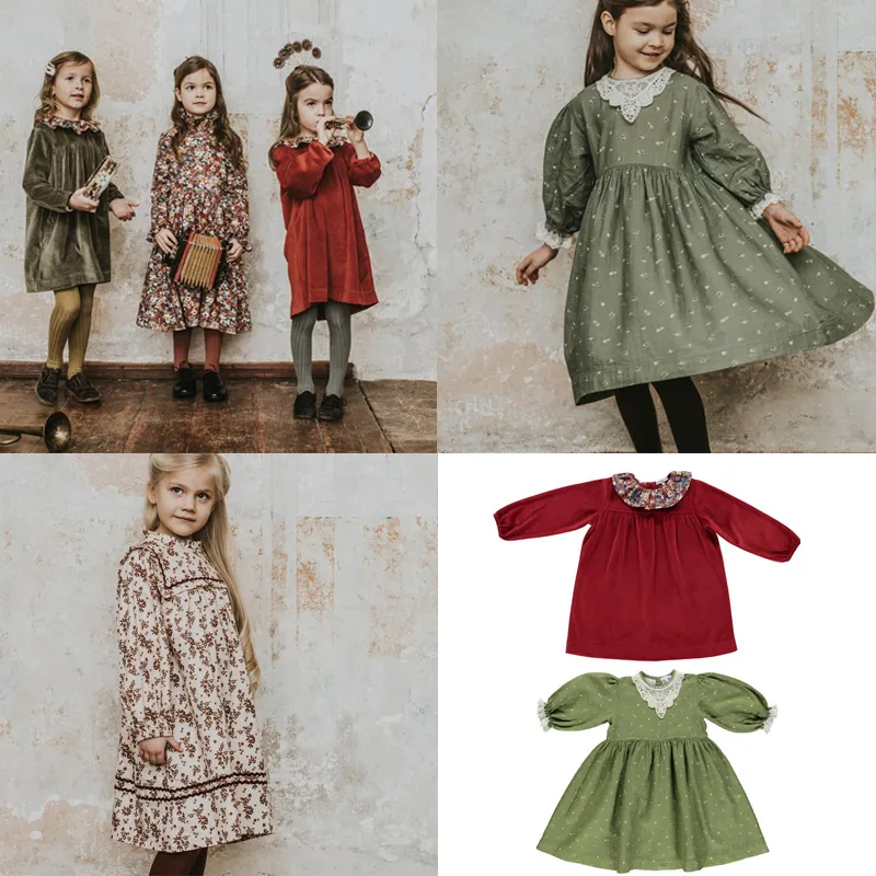 2020 Be O Brand New Automne Hiver Enfants Robe De Velours Pour Les Filles Mignon Imprimer À Manches Longues Robe Épaisse Bébé Enfant Mode Outfts Tissu LJ200923