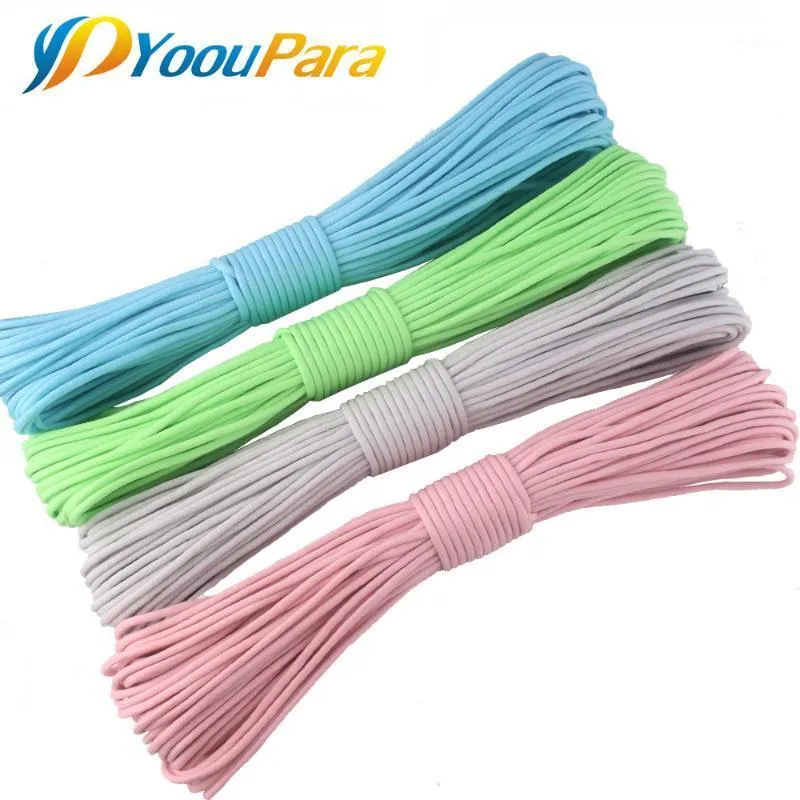 Glow In Dark Nylon Paracord 550 7Strands Sopravvivenza Luminoso Corda per paracadute Corda per cordino Attrezzatura da campeggio all'aperto