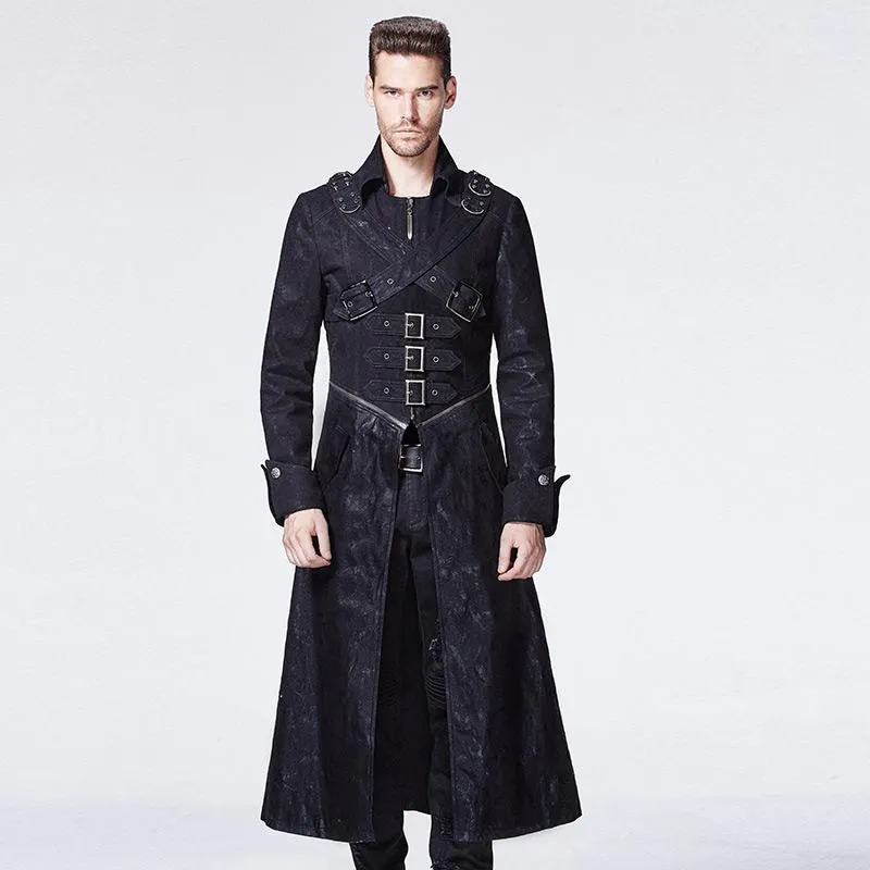 Wholesale- Punk Products Gothic Jacket Fork Buckle Medium-long Men Outerwear Coat1 Men's Jackets