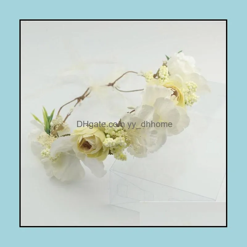 Korean Style Hair Hoop Bridal Wreath Rose Garland Bride Bridesmaid Flower Photo Hair Ornaments Beach Flower Wreath