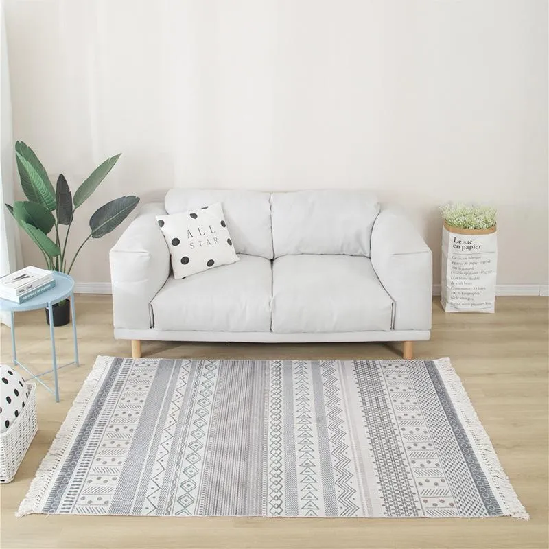 Teppiche Nordic Boho Teppich Marokko Hand gewebt Kelim Wohnzimmer Große Baumwolle Quaste Home Schlafzimmer Nachtdecke Decke Bereich Teppiche
