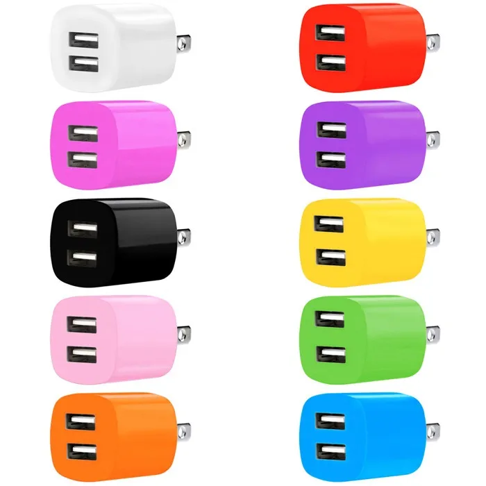 شحن سريع مزدوج منافذ USB EU US AC AC Home Wall Charger Adapter لـ Samsung Galaxy S6 S8 S10 Note 10 HTC LG Android Phone