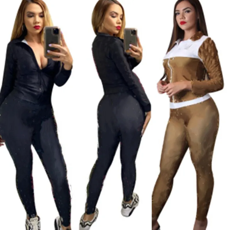 Womens jackets long sleeve cardigan outfits 2 piece set jogging sport suit sweatshirt tights sport suit women zipper tops pants suit klw4513