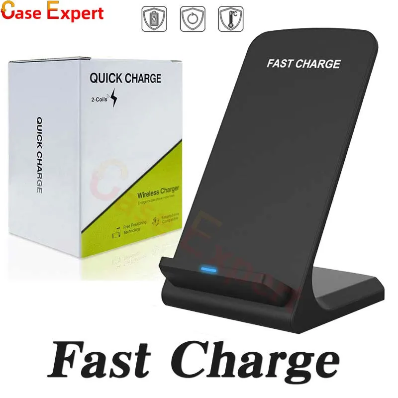 Chargeur sans fil Qi Fast Charge 2 Colis 15 Watts pour iPhone 15 Pro Max X XR XS 11 12 13 14 Samsung S23 Ultra Note 20 Ultra Retail Package