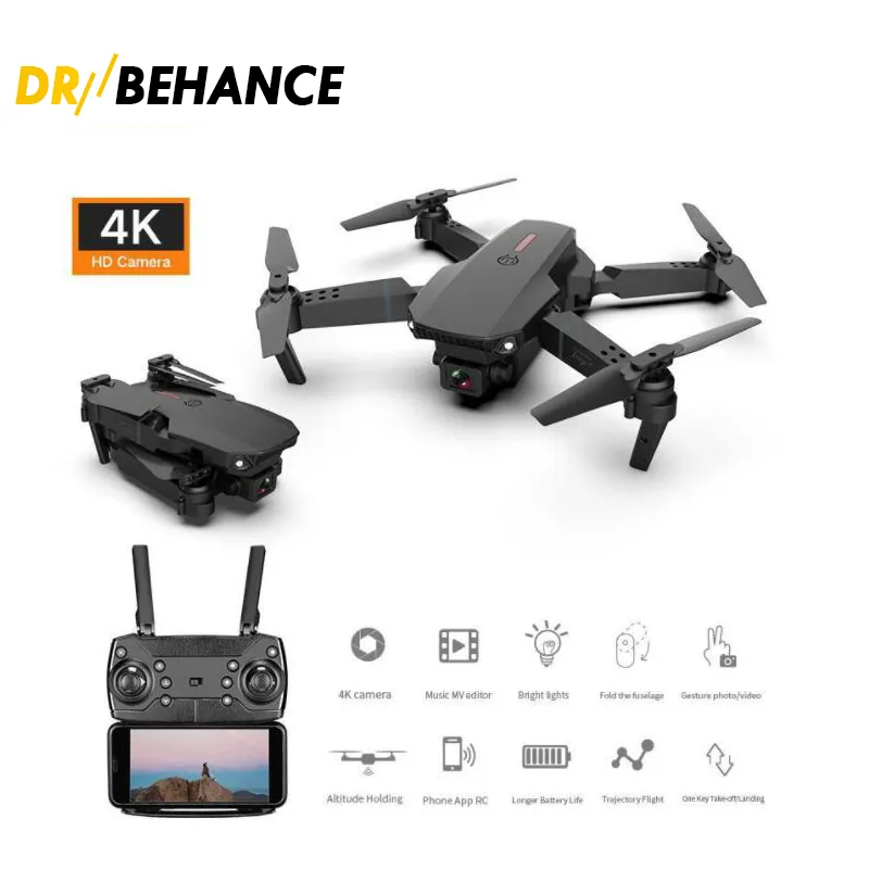 넓은 각도 HD 4K 1080P 이중 카메라 높이가있는 E88 프로 무인 항공기 WiFi RC Foldable Quadcopter Dron 선물 장난감