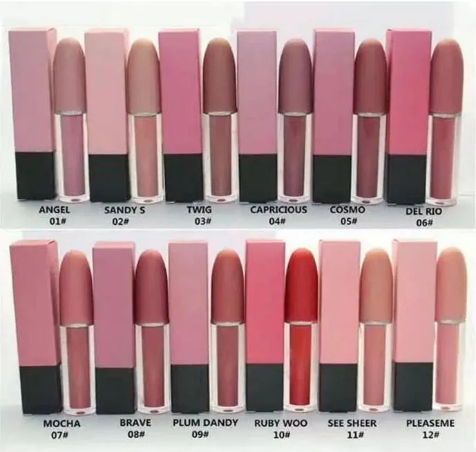 Märkessmink Lip Gloss matt läppstift 12 färger Makeup Luster Retro Läppstift Frost Sexig