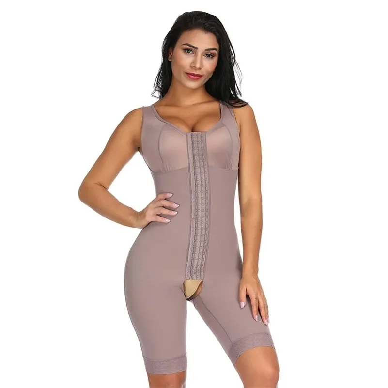 Femmes Shapewear minceur Body Shaper Floral Dentelle Grandes Crochets Crochets BodySuit Tummy Control Sous-vêtements Taille LJ201209