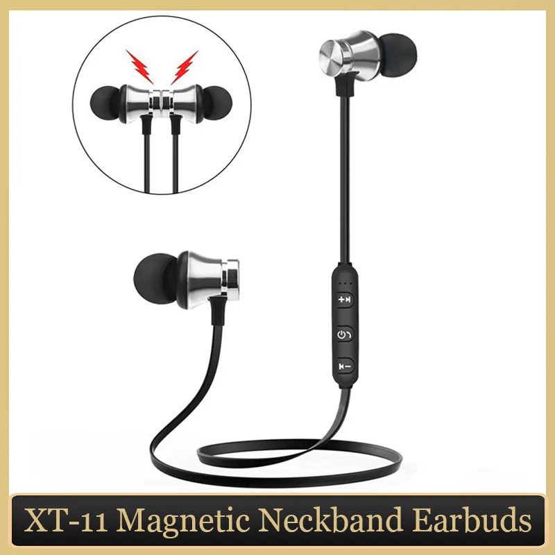 XT-11 Bluetooth 4.0 سماعات مغناطيسية سماعات رياضية سماعات سماعات لاسلكية في الأذن ألوان مختلفة مع مربع مع هيئة التصنيع العسكري