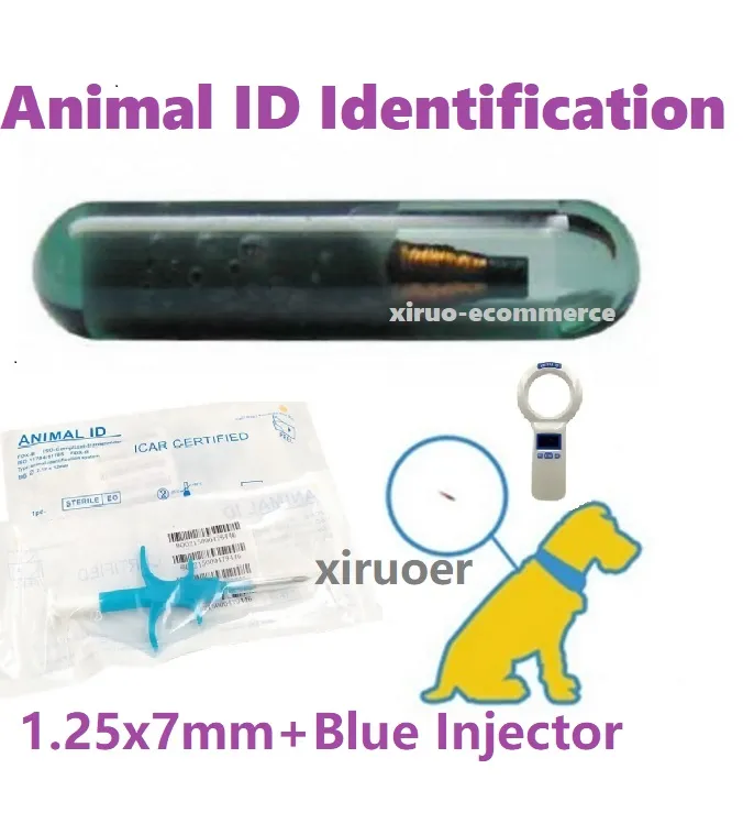 Étiquette RFID non médicale pour animal 100set 1.25 * 7mm RFID Kit d'implant de micropuce animale FDX-B Étiquette en verre RFID avec seringue EM4305 ID injecteur