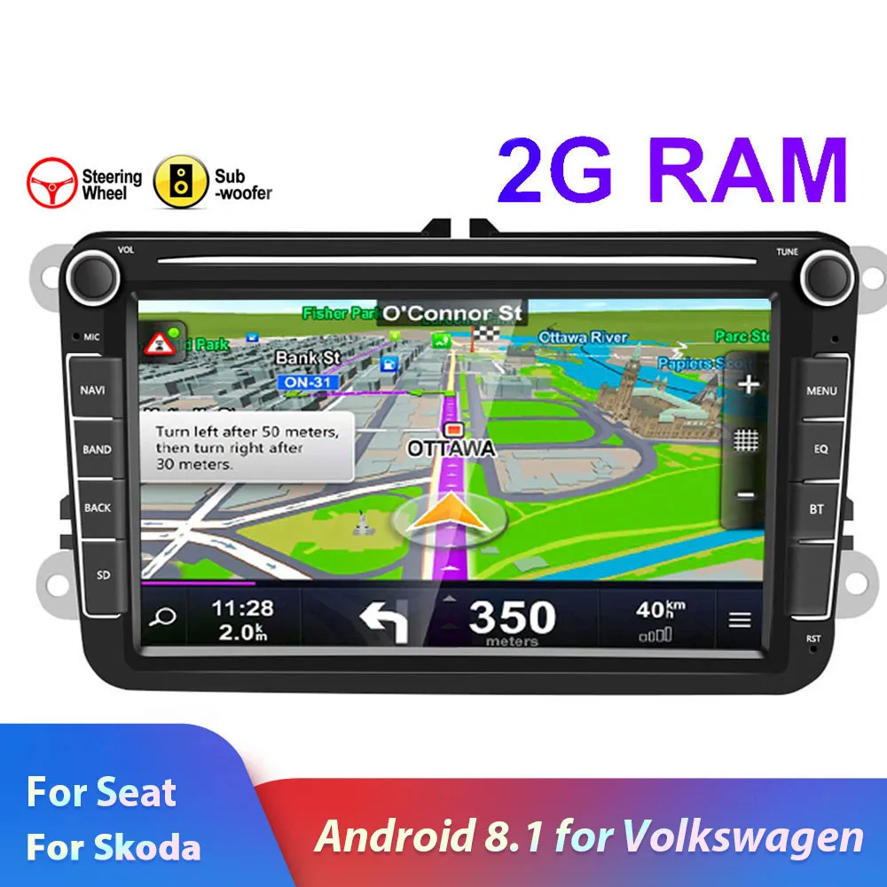 2din 자동차 라디오 안드로이드 8.1 VW / 폭스 바겐 / 골프 / 폴로 / Passat / B7 / B6 / 좌석 / 레온 / 스코다 8 "인치 2 DIN GPS 와이파이 SD 자동 스테레오