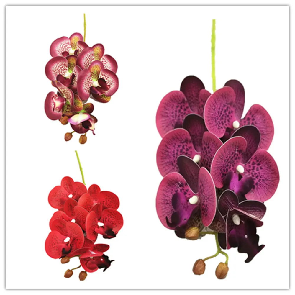Fiori di orchidea farfalla in lattice artificiale 6 teste Real Touch Orchidea Phalaenopsis di buona qualità per la decorazione floreale domestica 21 colori