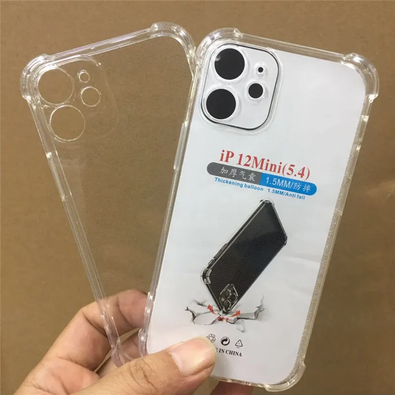 2022 1.5MM Cas Haute Qualité Transparent TPU Antichoc Téléphone Cas Clair Couverture Arrière pour iphone 13 12 mini 11 pro max X XS XR 6 7 8 plus Prix Usine