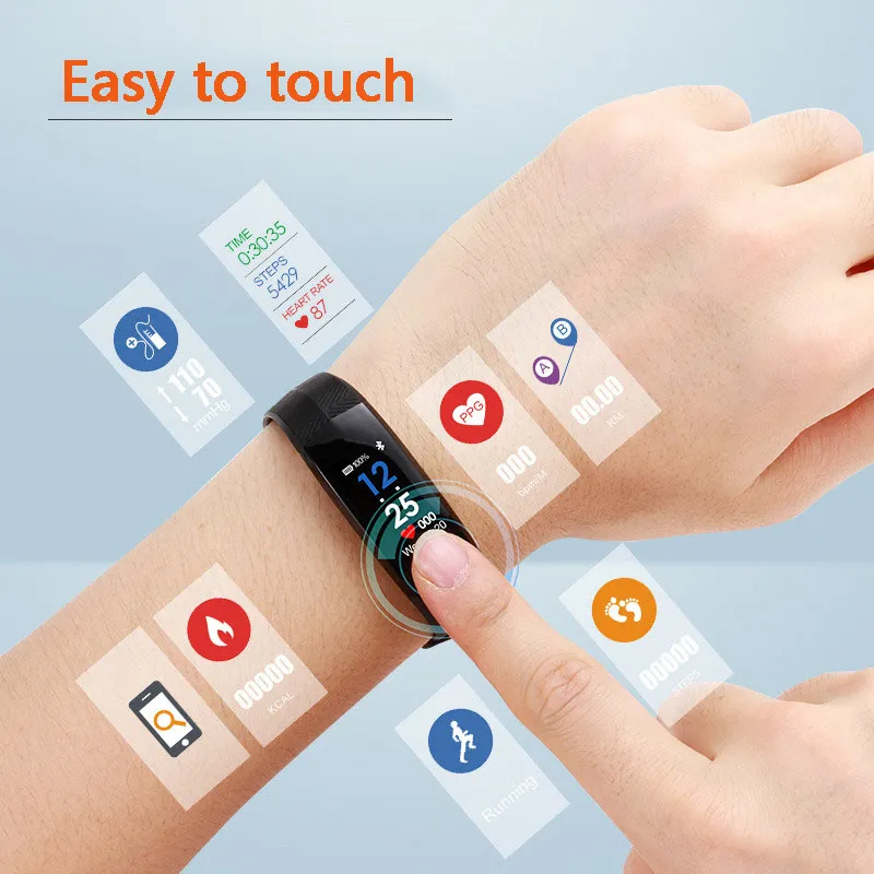 Pour iPhone d'origine Samsung Android téléphone portable Bracelet intelligent montre moniteur de fréquence cardiaque Fitness Tracker IP67 étanche montre-bracelet intelligente