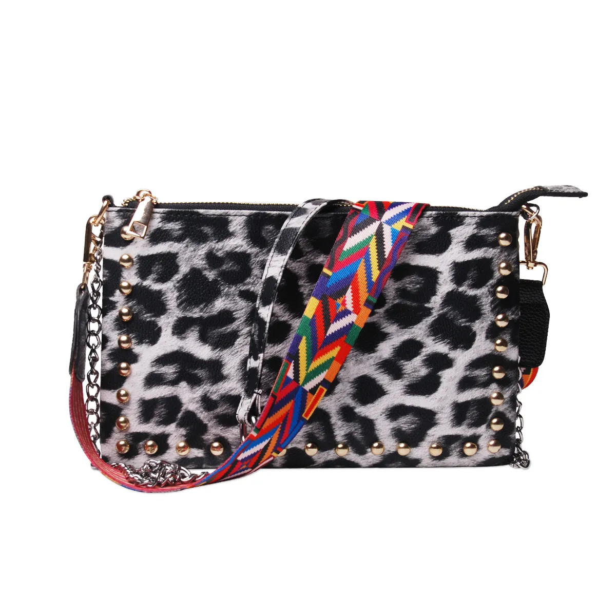 Leopard Rivet Crossbody сумка 25шт. Лот США Местные склад PU Mostenger Сумки с гитарем на заказ на заказ дизайн открытый женский кошелек на ночь на выходных Tote Domil1718