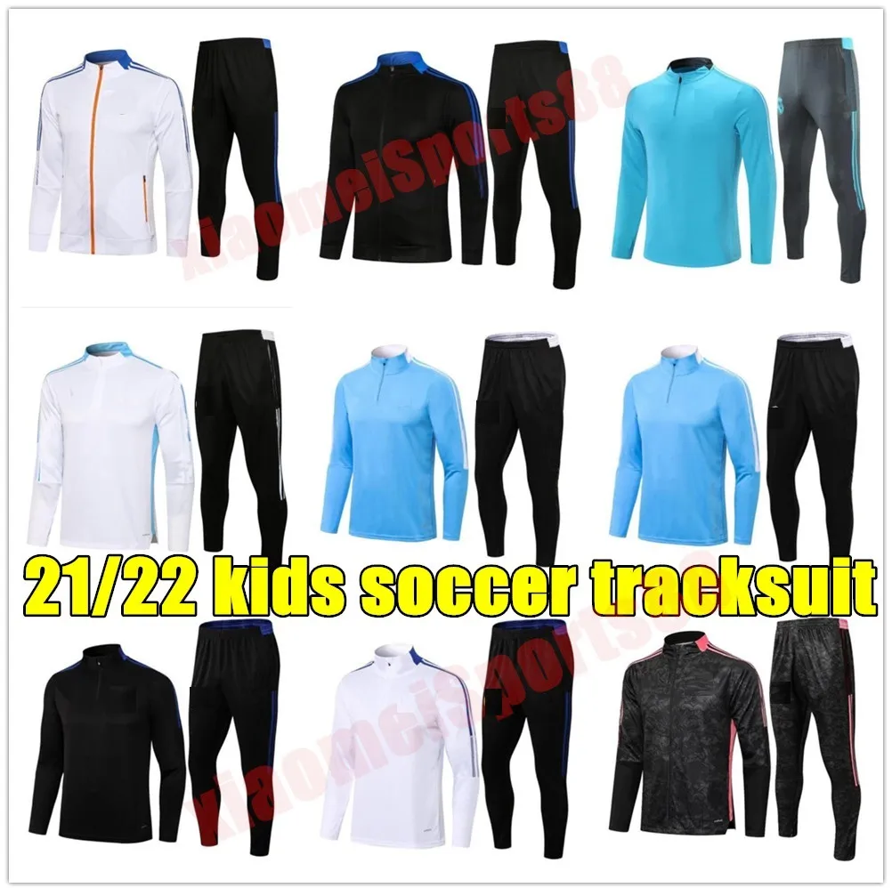 2021 2022 Real Soccer Långärmad Training Suit Jacket TrackSuits 21/22 Madrids Camiseta de Futbol Fazard Benzema Modric Kids Kit Jogging Football Tracksuit Sets