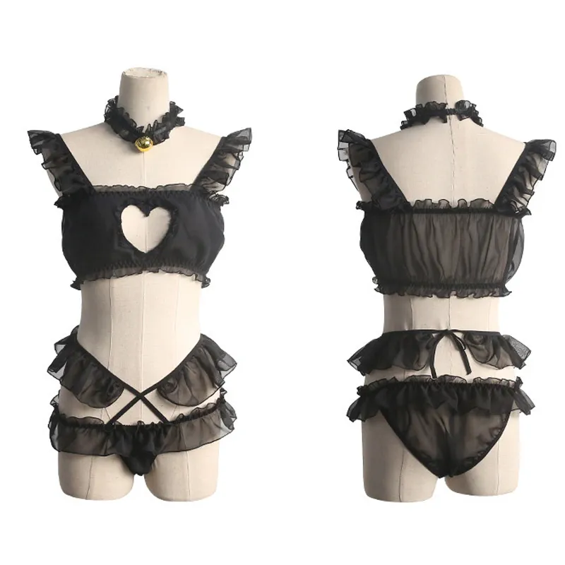 SINGUYUN Set reggiseno e mutandine da donna anime Lolita Kawaii Cosplay Lingerie sexy giapponese biancheria intima con calza SINGUYUN Set reggiseno e mutandine da donna anime Lolita Kawaii Cosplay Lingerie sexy giapponese biancheria intima con calza