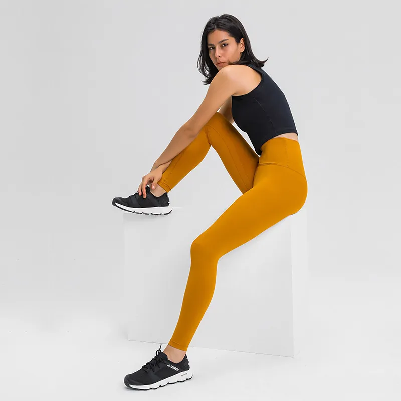 Calças de ioga L-26 leggings deportar mujeres fitness high wift lifting ele levantando bolso embutido esportivo treino feminino leggging