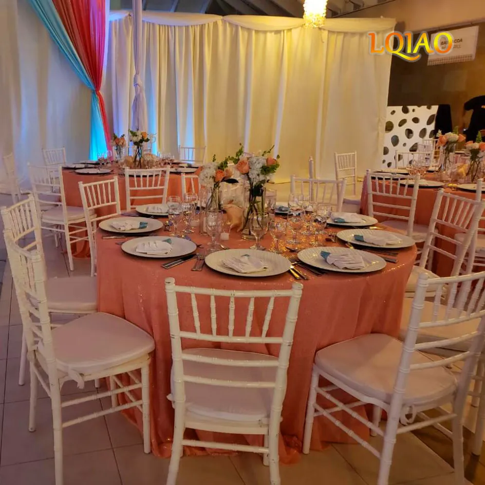 Coral Sequin Tablecloth 006