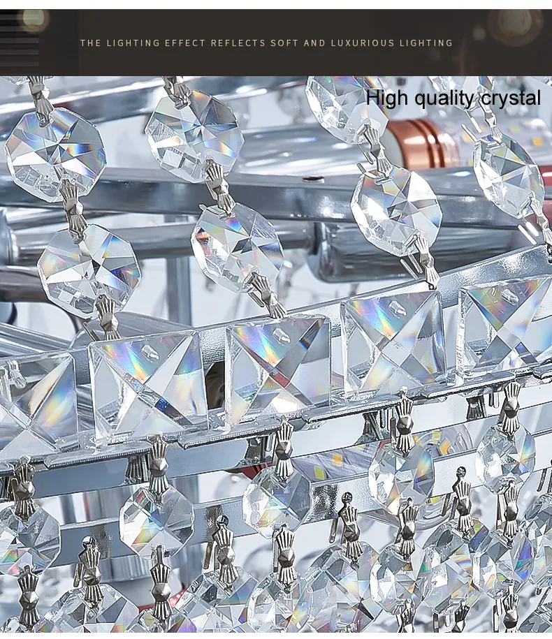 モダンなクリスタルシャンデリア：シルバーK9クリスタルLED