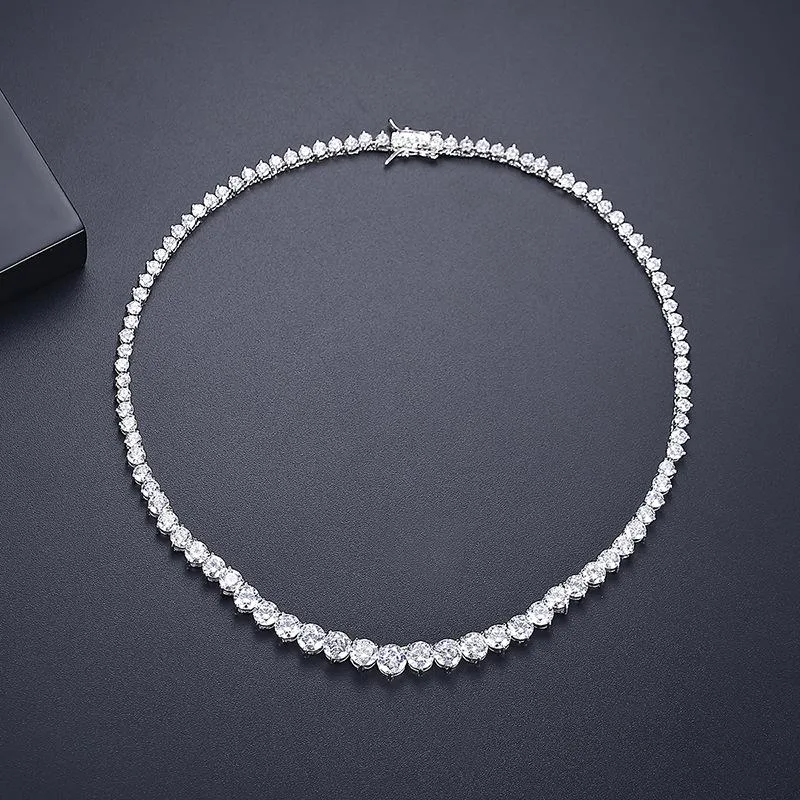 Correntes amantes na moda laboratório laboratório diamante cz pedra branca ouro cheia Colares de pingente de choker para mulheres nupcial partido casamento jóias