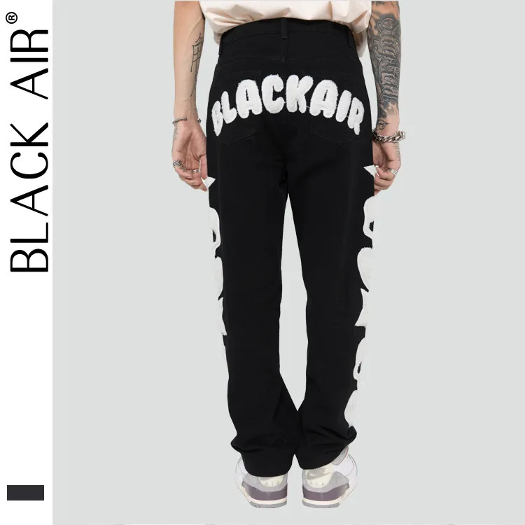 Blackair Skulls Pattern Sackgy Jeans Skeleton Emelcodery для мужчин хип -хоп High Street Cargo Black Dy815 220228314P