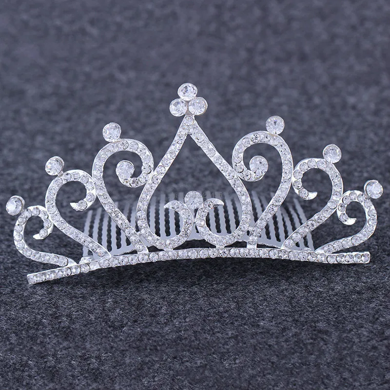 Kadınlar Düğün Gelin Taç Tiara Tombul Heart Heart Crown Head Band Headdress Düğün Doğum Günü Pageant Partisi Takı