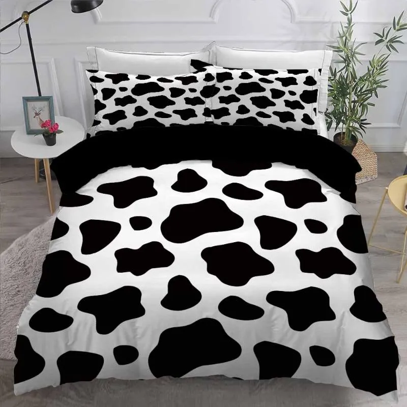 2/3 Pieces Cow Animal Bedding Sets 3D Print Duvet Cover Set Black White Bed Quilt Cover Twin Queen King Set(No Sheets)