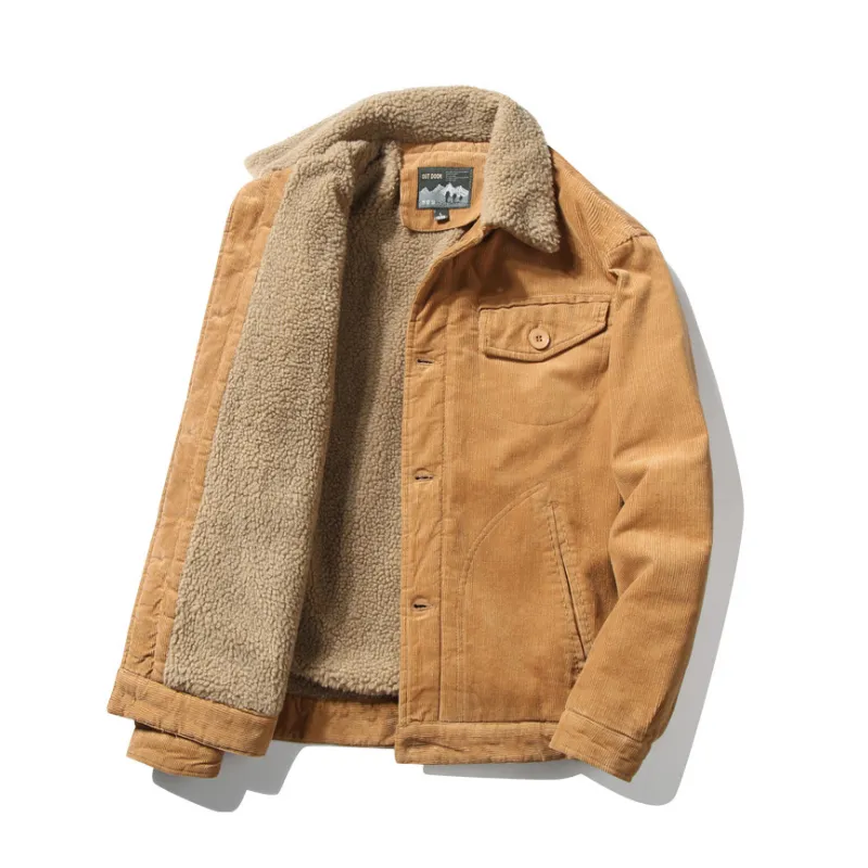 Winter Corduroy Thermal Fleece Lined Jacket With Fur Collar For Men Thicken Wool Liner Warm Coat From Kong01 41.78 DHgate.Com