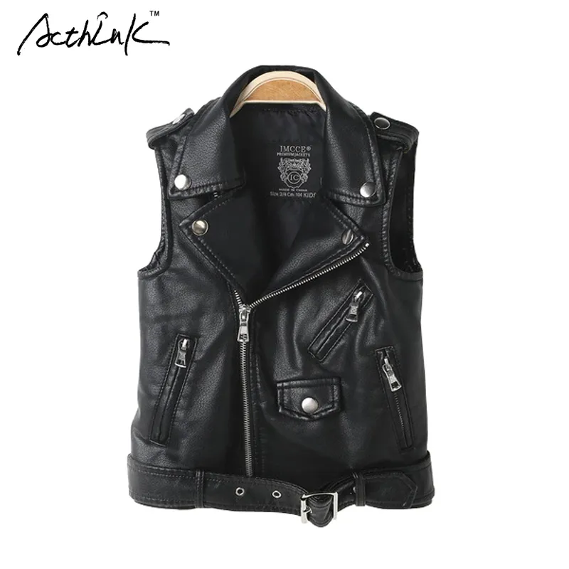 【新品未使用】RIDERS FAKE LEATHER VEST Faux Leather Vest For Boys Stylish Spring And Winter Motorcycle