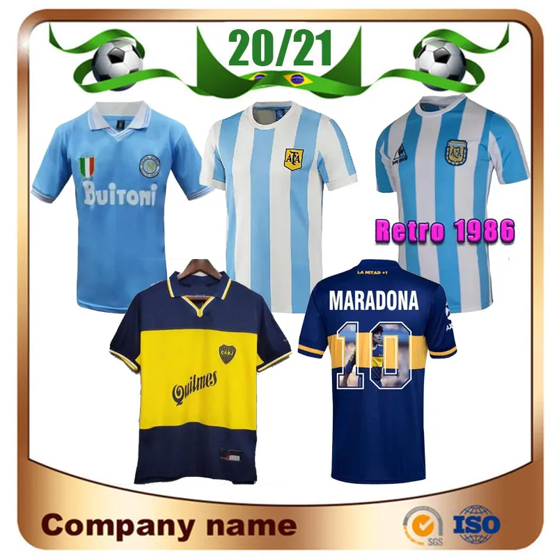 Camisas de futebol Maradona Retro Argentina 1986 1987 1988 1999 Napoli Boca 1995 87 88 89 91 93 Maillots de football Maradona shirts