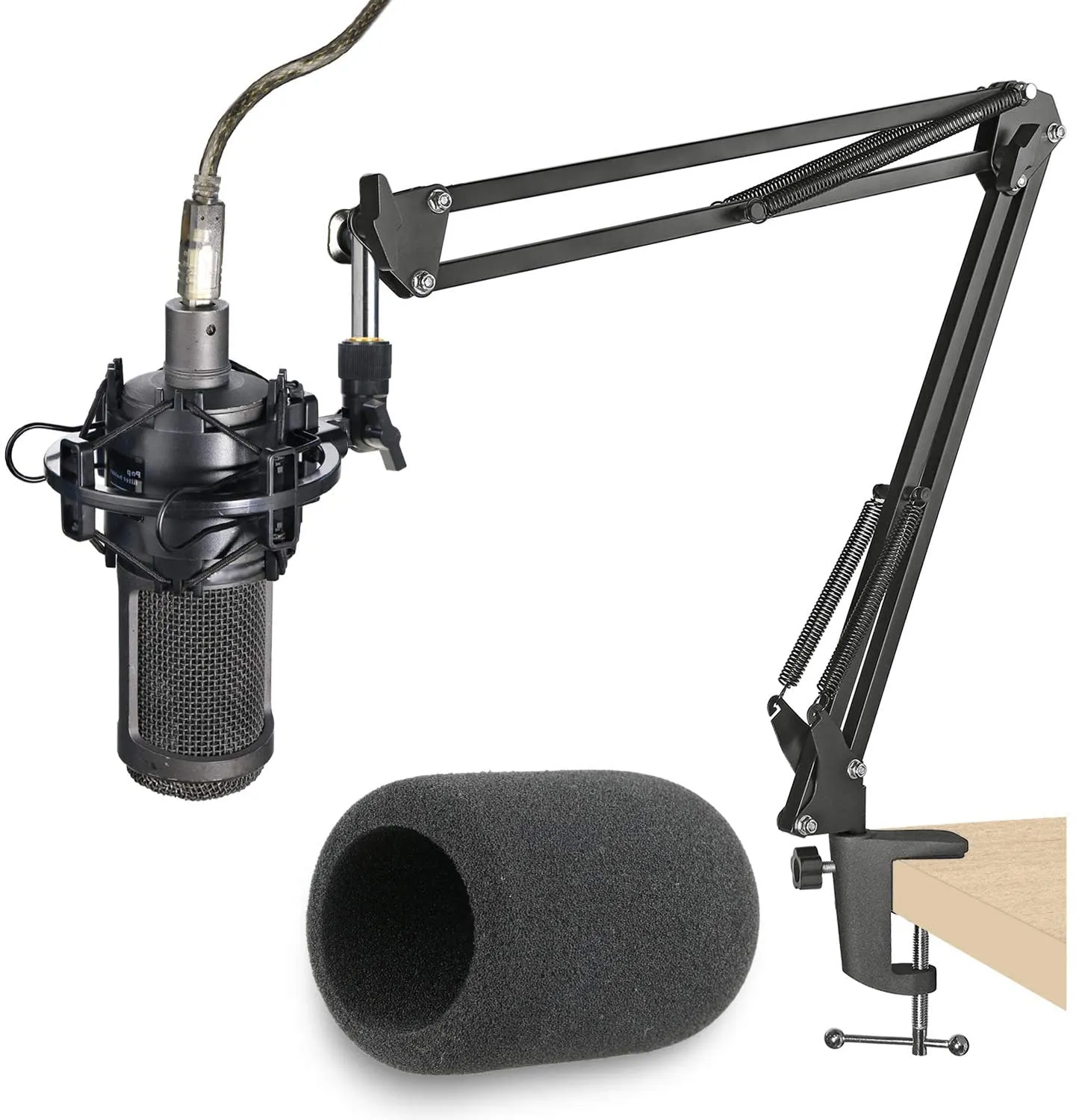 Microphone à condensateur professionnel avec filtre anti-pop et anneau LED