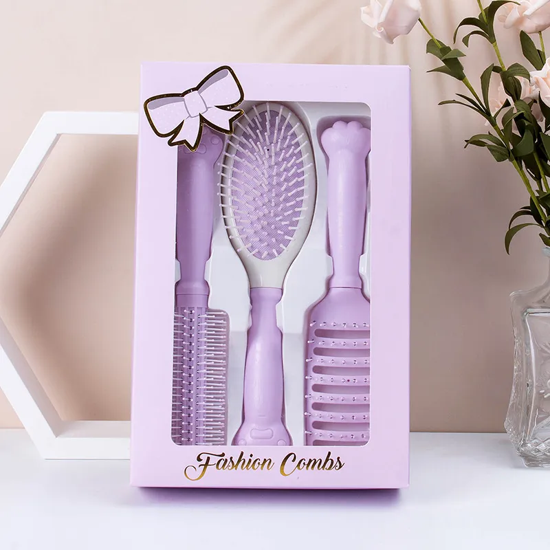 Set di spazzole per pettine per capelli Salon Donna Uomo Pettini Groviglio Setole bagnate e asciutte Kit di pettini per massaggio con perni in nylon