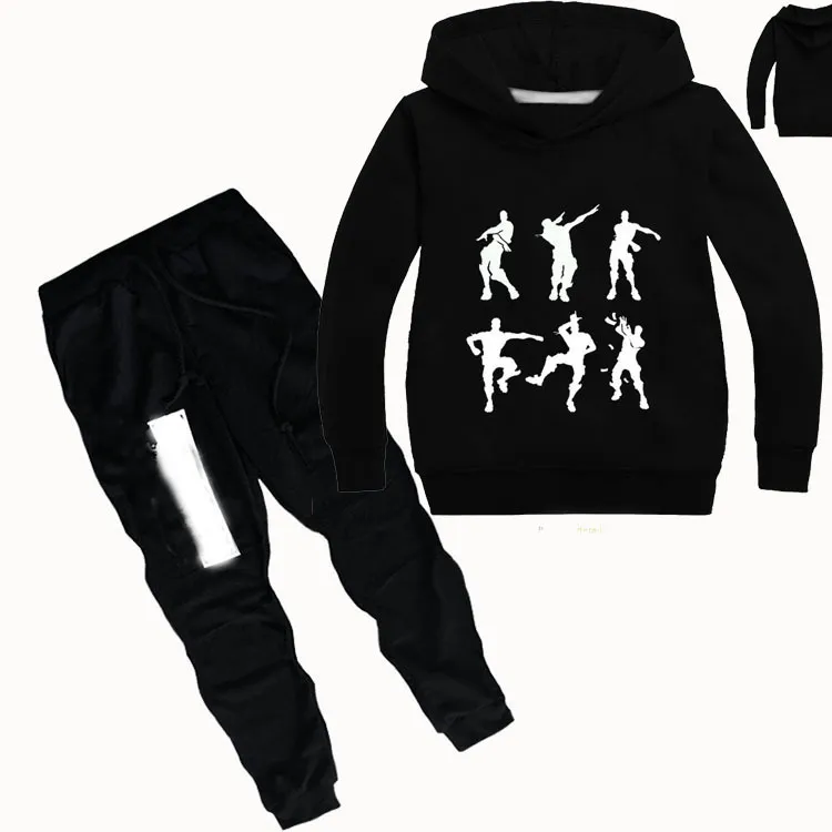DLF 2-16Y Gra Graficzna Drukuj Odzież Dziewczyny Zestaw Dzieci Bluzy Topy Sweter Ubrania + Spodnie Spodnie 2 sztuk Zestaw Prezenty Toddler Outfit LJ200831