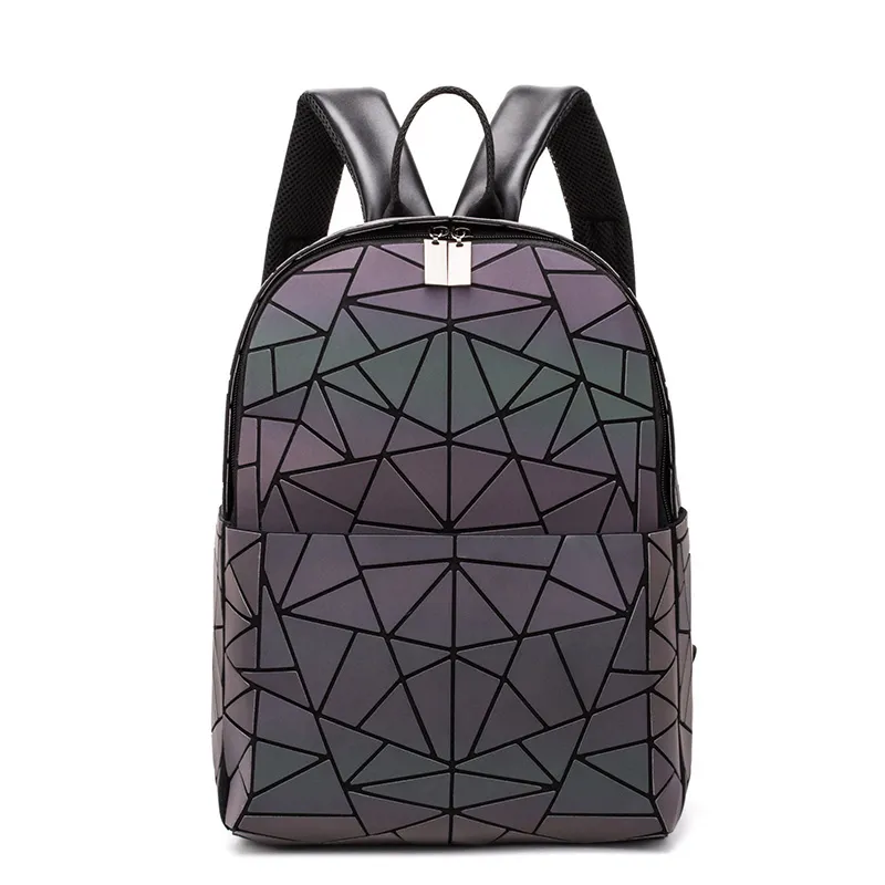 십대 소녀를위한 Realer Women Backpack School Bag BARCEND CANTULLY BACKPACK GEOMETRIC LUMINES HOLOGRAPHIAN REFRETION